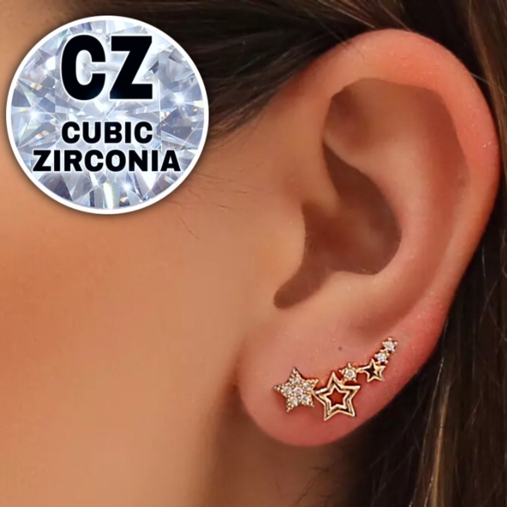 ⚜️[𝟯𝟬%𝗢𝗙𝗙|𝗯𝘂𝗻𝗱𝗹𝗲𝘀 𝟯+]⚜️CZ 18K Constellation Climber Earrings NEW